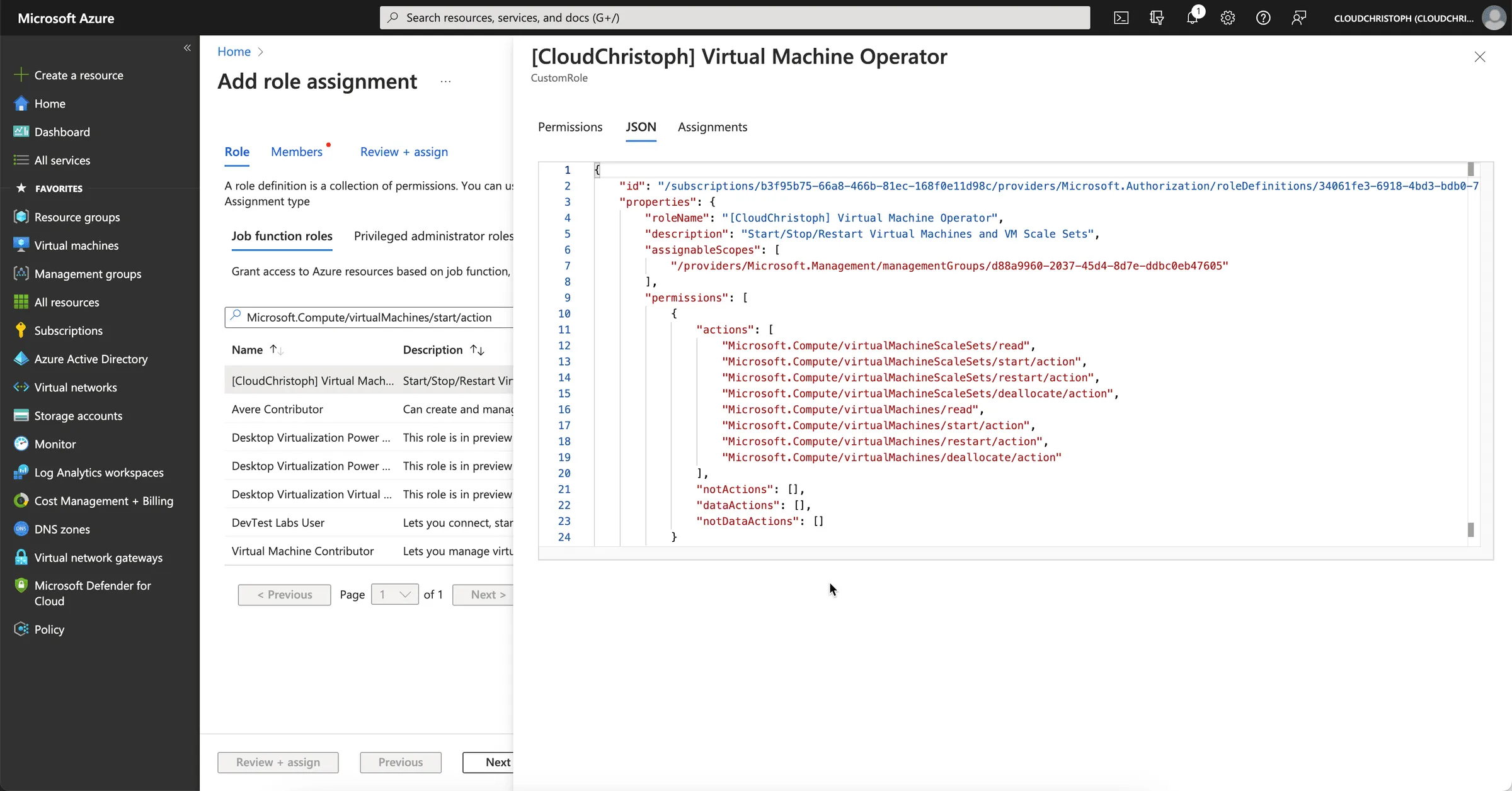 Azure Access Control - Show Role Details