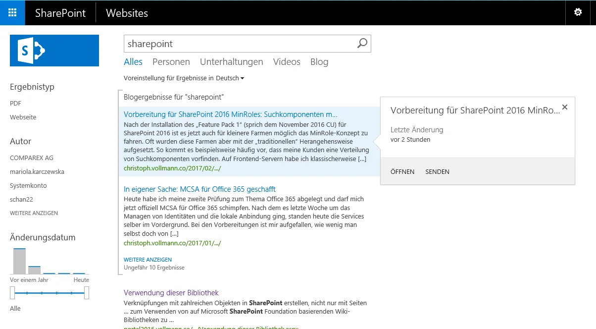 Standardsuche Alles zum Begriff sharepoint mit einem eingebetteten Block Blogergebnisse für „sharepoint“